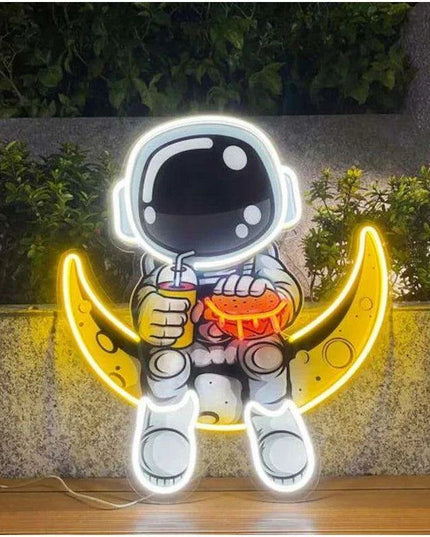 Astronaut Burger Neon Sign: Eye-Catching LED Art for Creative Spaces