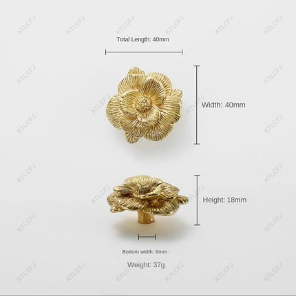 Luxury Pure Copper Floral Cabinet & Drawer Handle