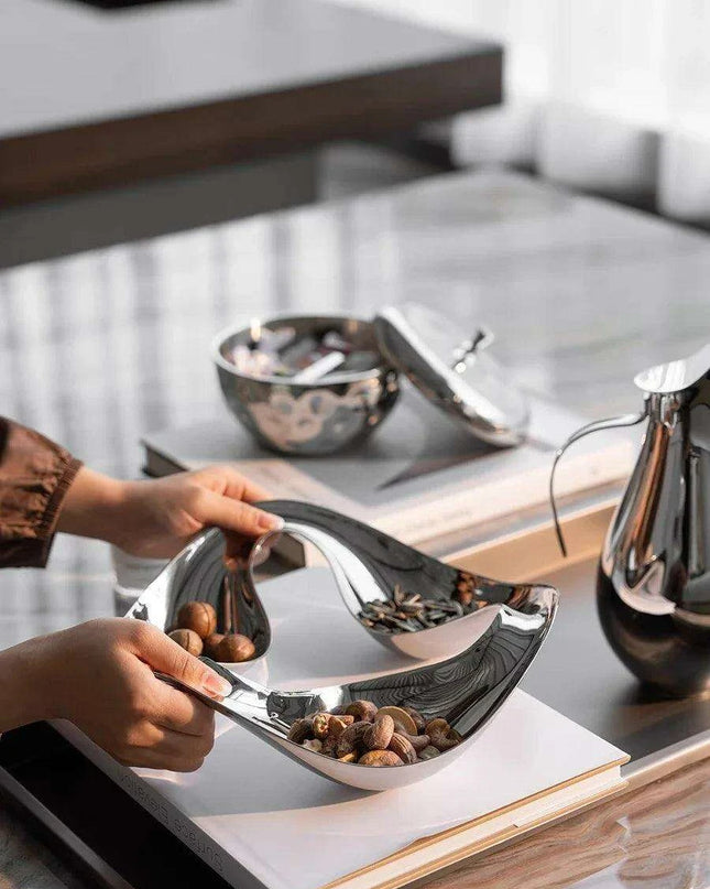 Scandinavian-Inspired Handcrafted Stainless Steel Snack Bowl and Serving Tray for Desserts and Condiments