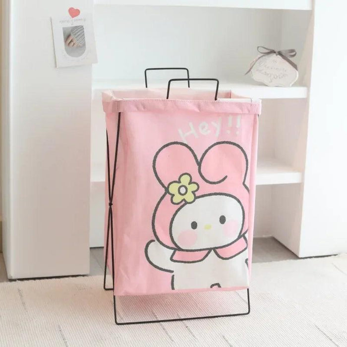 Hello Kitty Stylish Foldable Laundry Hamper: Sturdy Iron Frame & Waterproof Design - Spacious Organizer