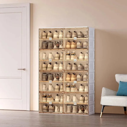 Stackable 8-Tier Shoe Rack Organizer, Holds 32 Pairs, Clear Do