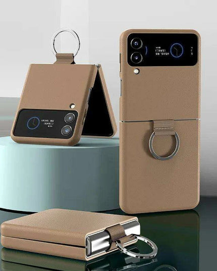 Luxurious Cowhide Leather Wallet Case with Lanyard for Samsung Galaxy Z Flip 3 - Premium Quality Design