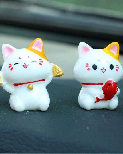 Lucky Cat Dashboard Charms - Maneki Neko Car Accessories for Good Fortune