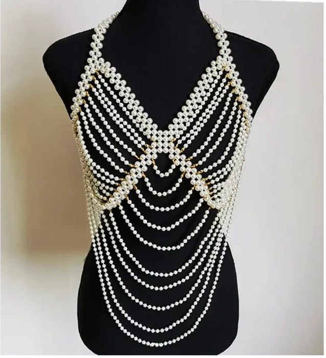 Exquisite Imitation Pearl Body Jewelry Set: Opulent Artisan Collection