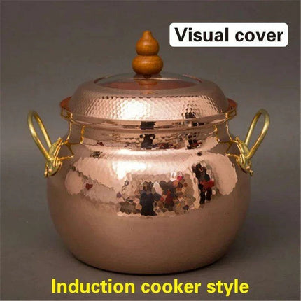Handcrafted Copper Soup Pot with Induction Base - Essential for Culinary Excellence