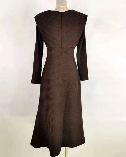 Sleek Asymmetrical V-neck Brown Evening Dress