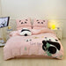 Charming Velvet Panda Bedding Set with Applique Details - Cozy Duvet Cover, Flat Sheet & Pillowcases for Various Bed Sizes