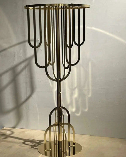 Elegant Gold Floral Display Set with Arch Tree Stand for Weddings