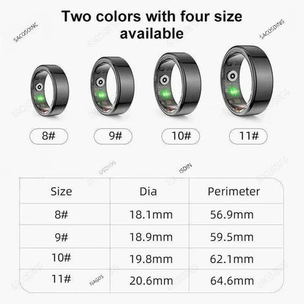 Advanced QRing Health & Fitness Monitor Ring - Comprehensive Heart Rate, Oxygen, Sleep & Activity Tracking