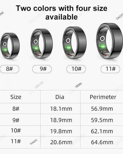 Advanced QRing Health & Fitness Monitor Ring - Comprehensive Heart Rate, Oxygen, Sleep & Activity Tracking