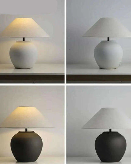 Chic Wabi Sabi Ceramic Table Lamp - Customizable Brightness & Color for Elegant Spaces