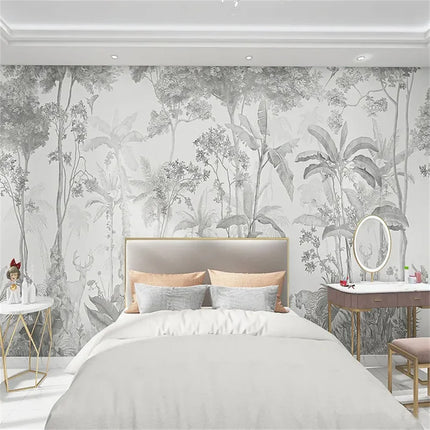 3D French Forest Landscape Wallpaper Mural – Hand-Painted, Custom Size