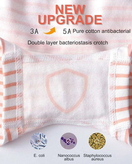 Kids' Summer Antibacterial Cotton Briefs 4-Pack - Fun Cartoon Underwear for Girls Ages 3-8, Soft and Breathable