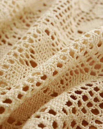 Rustic Elegance Handcrafted Crochet Beige Table Cover - Perfect for Dining, Bridal Celebrations, and Home Decor