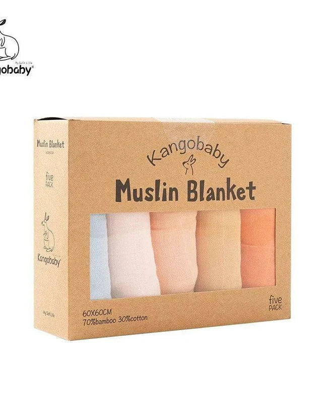 Kangobaby Luxurious 5-Piece Baby Blanket Set - Soft Bamboo Cotton Comfort for Your Baby