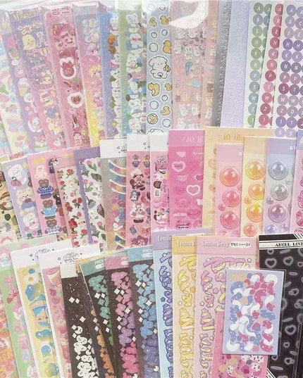 Kawaii Korean Random Laser Sticker Collection - Assorted Craft Supplies for Creative Fun