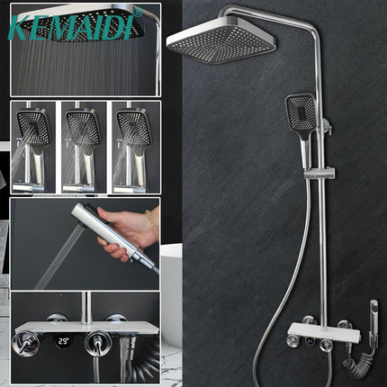 KEMAIDI Bathroom Shower System Wall Mounted Digital Display Shower Faucet Rainfall Shower Head with Bathtub Mixer Bidet Tap kemaidi-bathroom-shower-system-wall-mounted-digital-display-shower-faucet-rainfall-shower-head-with-bathtub-mixer-bidet-tap