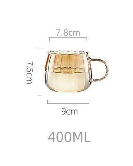 Elegant Amber Striped Glass Teapot - Perfect for Tea, Juices, and Social Gatherings