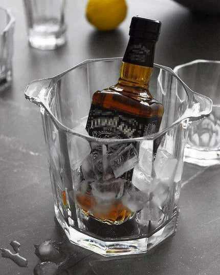 Elegant Crystal Wine Chiller with Champagne Holder - Premium Ice Bucket for Events and Gatherings