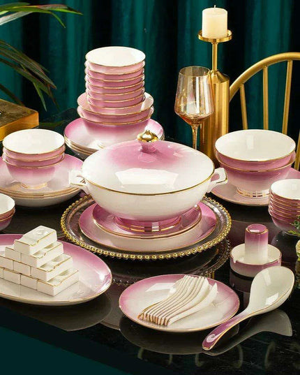 Exquisite Jingdezhen Bone Porcelain Dining Set: Sophisticated Tableware for Upscale Dining Events