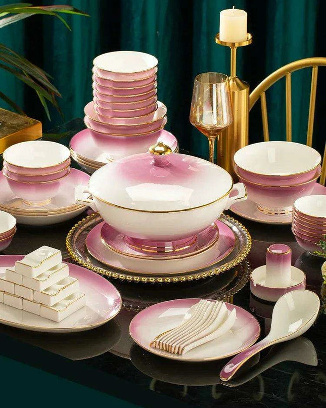 Exquisite Jingdezhen Bone Porcelain Dining Set: Sophisticated Tableware for Upscale Dining Events