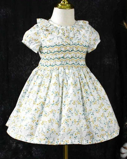Adorable Floral Smocked Dress for Toddler Girls - Crafted with Love in Spanish Boutique Style A1335