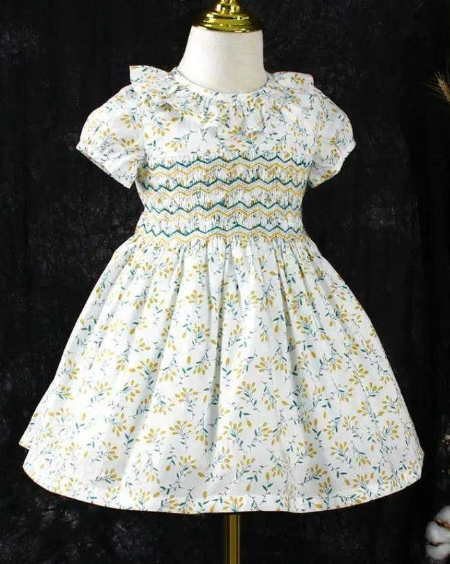 Adorable Floral Smocked Dress for Toddler Girls - Crafted with Love in Spanish Boutique Style A1335