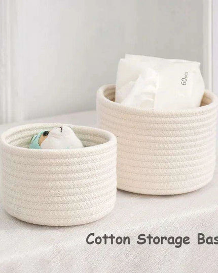 Stylish Handwoven Cotton Rope Basket for Home Organization and Storage