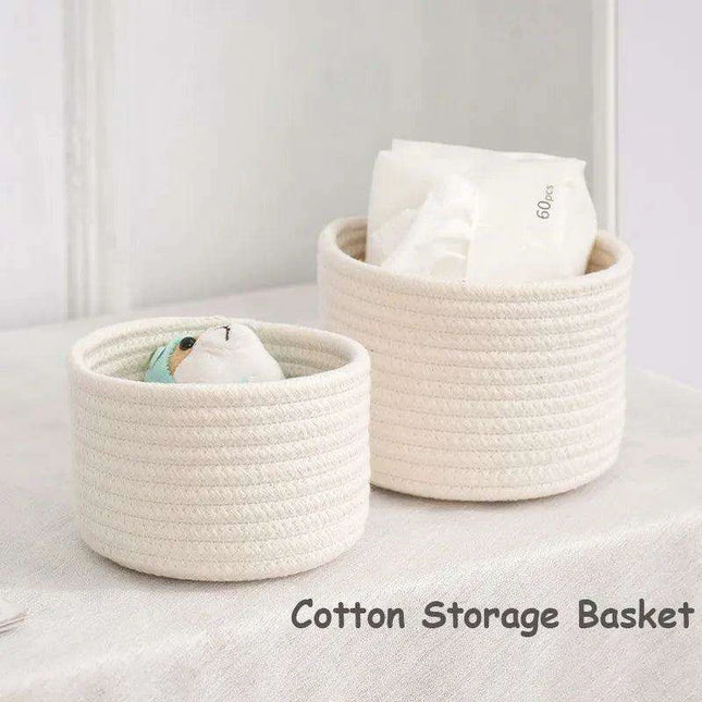 Stylish Handwoven Cotton Rope Basket for Home Organization and Storage
