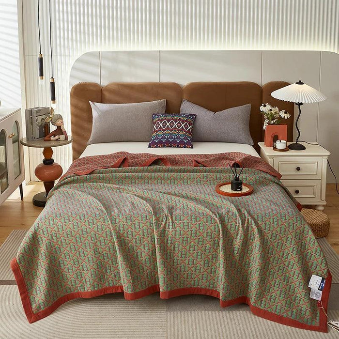 Dreamy Cotton Jacquard Blanket Set - Perfect All-Season Comfort and Style