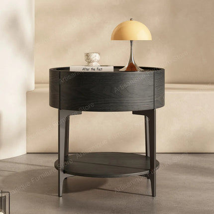 Artisanique Multifunctional Industrial Nightstand with Storage Drawer