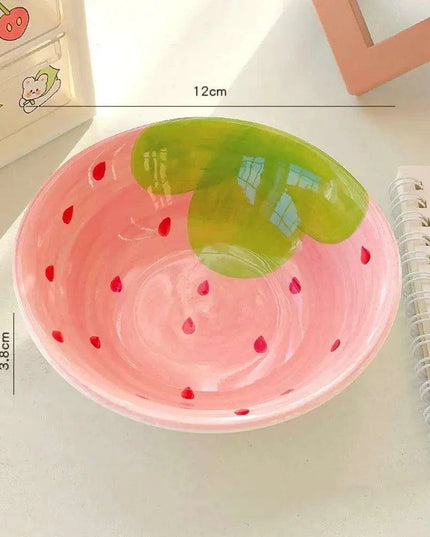 Vibrant Fruit-Themed Handcrafted Ceramic Ramen Set with Artisan Spoon and Bowl