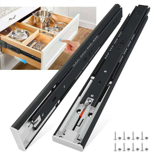 24" Premium Galvanized Steel Push-to-Open Drawer Slides - Heavy-Duty Pair for Cabinetry