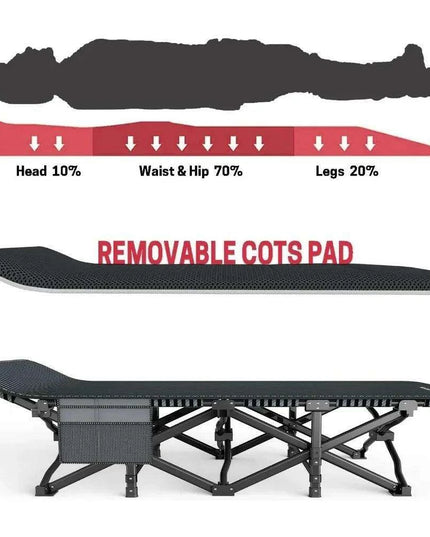 Premium Comfort Folding Camping Cot with Superior Stability and Temperature Control for Adults