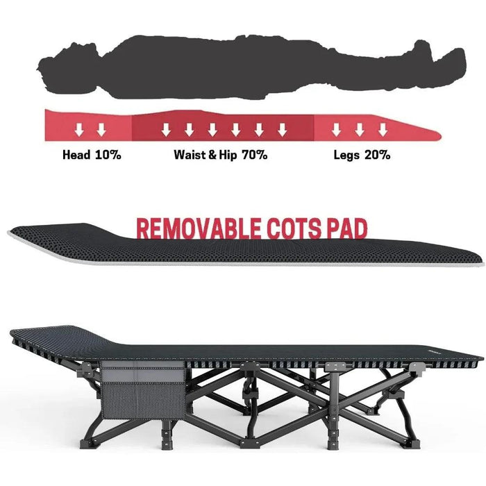 Premium Comfort Folding Camping Cot with Superior Stability and Temperature Control for Adults