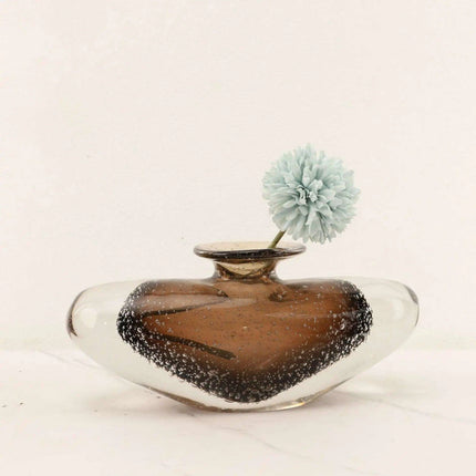Brown Glazed Glass Vase with Bubble Pattern - Versatile Home Decor Accent for Flowers & Terrariums