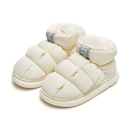 Couples' Cozy Winter Waterproof Snow Boots & Plush High-Top Slip-Ons Set