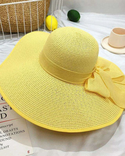 Korean-Inspired Oversized Foldable Women's Sun Hat - Ultimate 15CM Brim for Summer Getaways