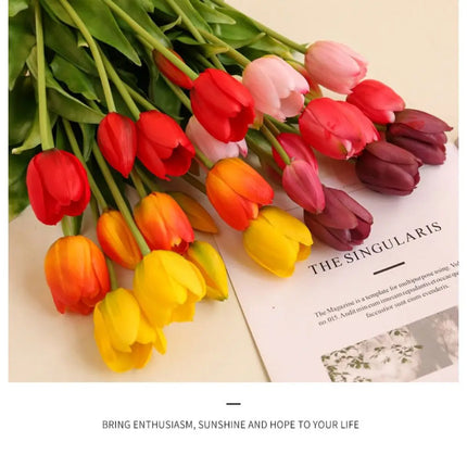 Realistic 5 Heads Tulips Bouquet Silicone Real Touch Artificial Flower High Quality Home Decor realistic-5-heads-tulips-bouquet-silicone-real-touch-artificial-flower-high-quality-home-decor