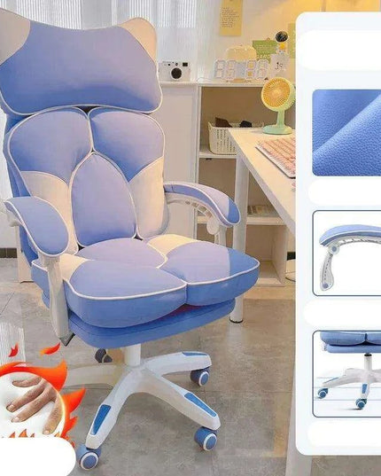 Nordic Luxe Gaming Chair with Genuine Leather and 360-Degree Swivel