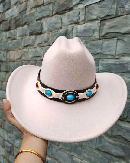 Classic Waterproof Cowboy Hat with Unique Cowhead Detail - Trendy Straw Sun Protection Accessory