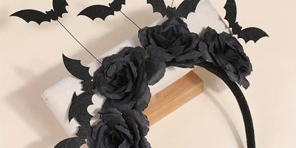 1 Piece Halloween Party Headband - Cute Witch Hat with Black Artificial Flowers, gothic Bat Clip, Dark Role-Playing Accessory 1-piece-halloween-party-headband-cute-witch-hat-with-black-artificial-flowers-gothic-bat-clip-dark-role-playing-accessory
