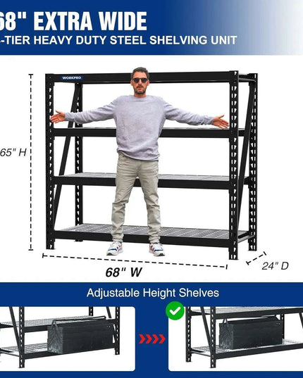 Heavy-Duty 4-Tier Metal Garage Storage Rack - 7200 lbs Load Capacity