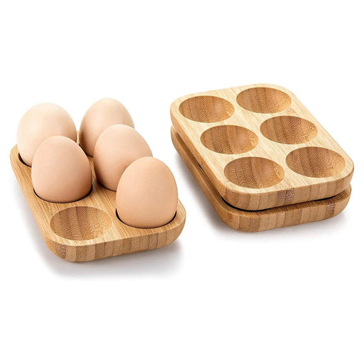 Wooden Double Row Egg Holder with Customizable Slots for Versatile Kitchen and Tabletop Organization