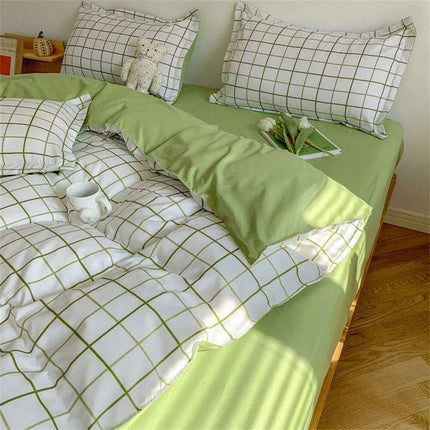 Nordic Lattice Green Grid Bedding Ensemble