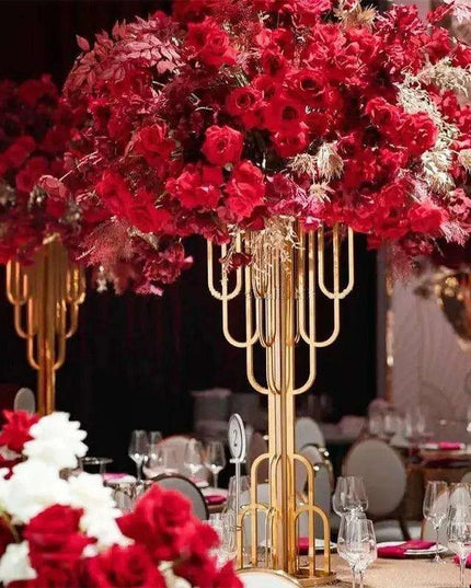 Elegant Gold Floral Display Set with Arch Tree Stand for Weddings