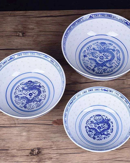 Exquisite Vintage Dragon Ceramic Bowl Collection – Elegant Dinnerware for Ramen and Rice