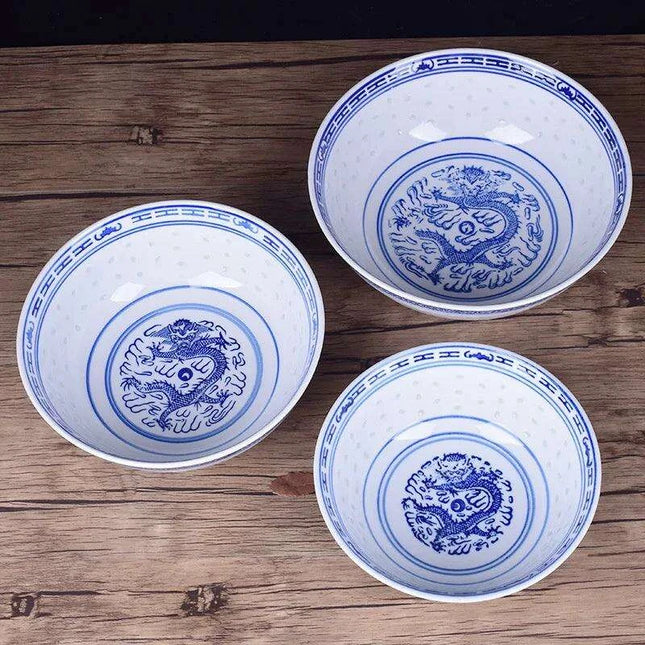 Exquisite Vintage Dragon Ceramic Bowl Collection – Elegant Dinnerware for Ramen and Rice
