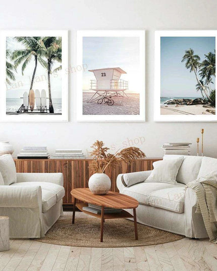 Tropical Bliss: Pink Sands & Palms Wall Art Print