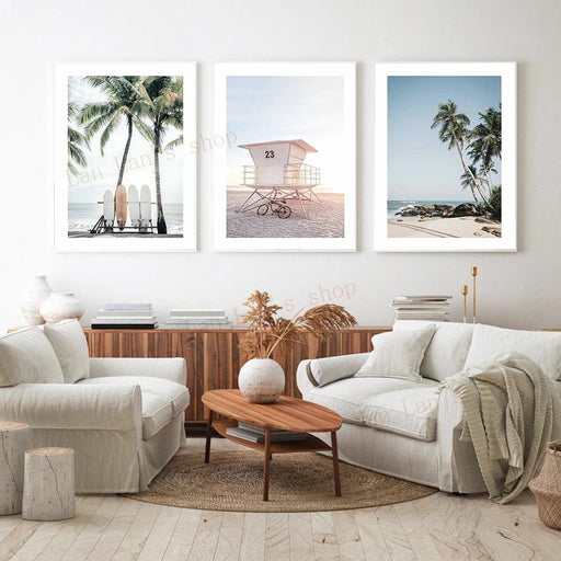 Tropical Bliss: Pink Sands & Palms Wall Art Print